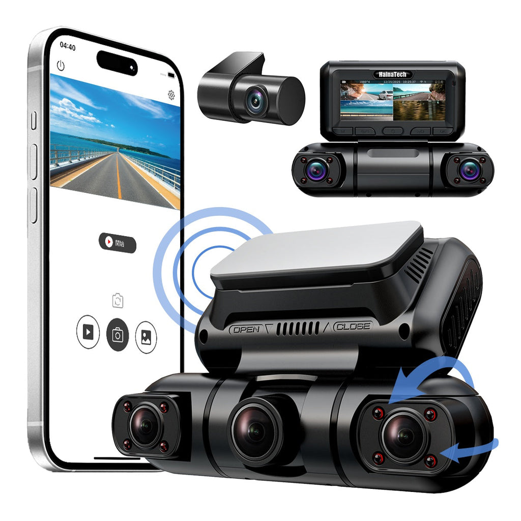 360° 4-Channel Dash Cam – Front, Rear & Side View, GPS + Night Vision