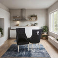 Bentley Velvet Dining Chair set of two with Chrome Lion Knocker – Quilted Back Upholstered Dining Room Chair with Studded Detailing & Chrome Legs (Black)