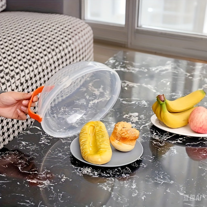 1pc clear splash food cover, oil and splash microwave heating cover, steam vent microwave tray cover bowl cover, easy to grip, suitable for microwave and kitchen supplies, RV kitchen supplies.