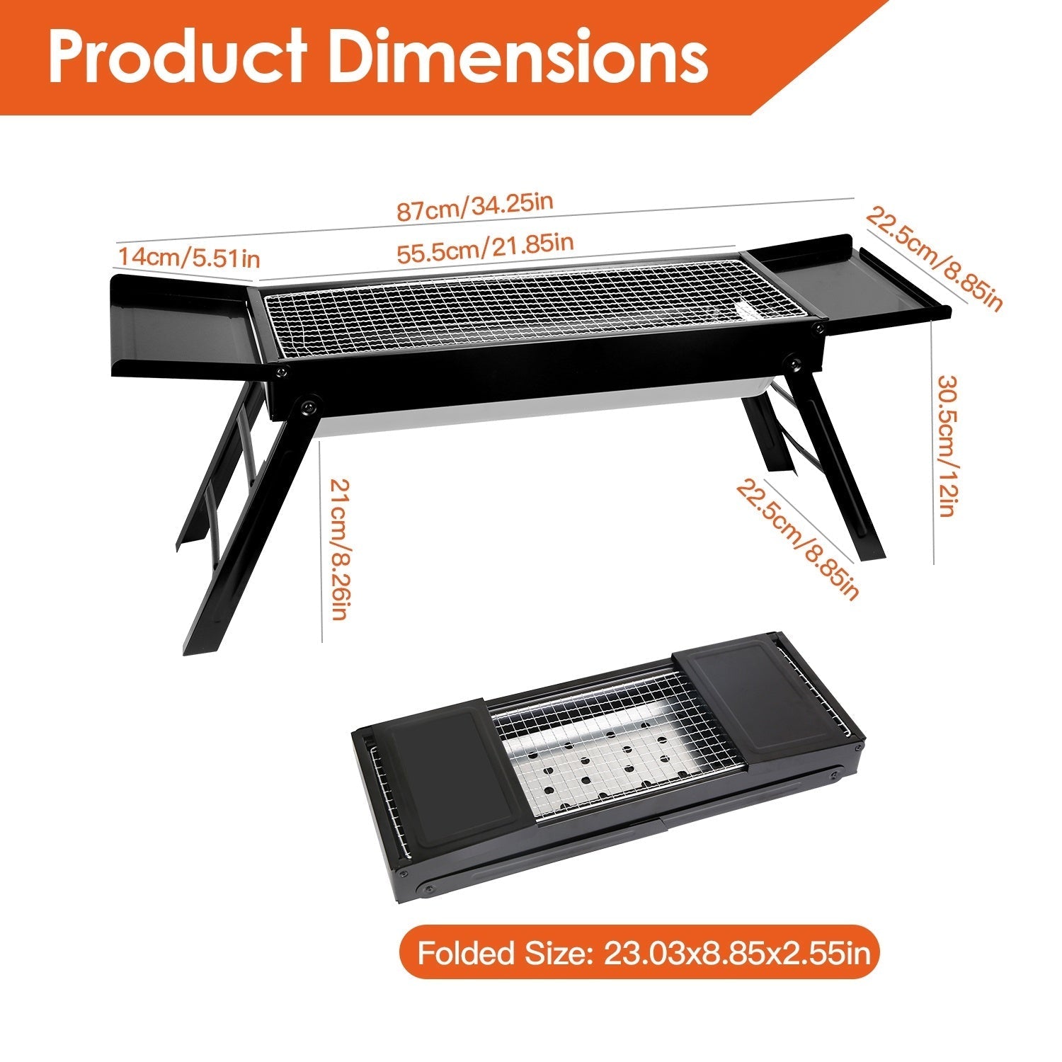 Foldable Charcoal BBQ Grill Stainless Steel Grill