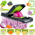 13pcs/set, Multifunctional Vegetable Chopper with Interchangeable Blades and Container - Perfect for Quick and Easy Meal Prep, Onion Mincing, and Potato Shredding - Kitchen Gadget Must-Have for Busy Families and Students!