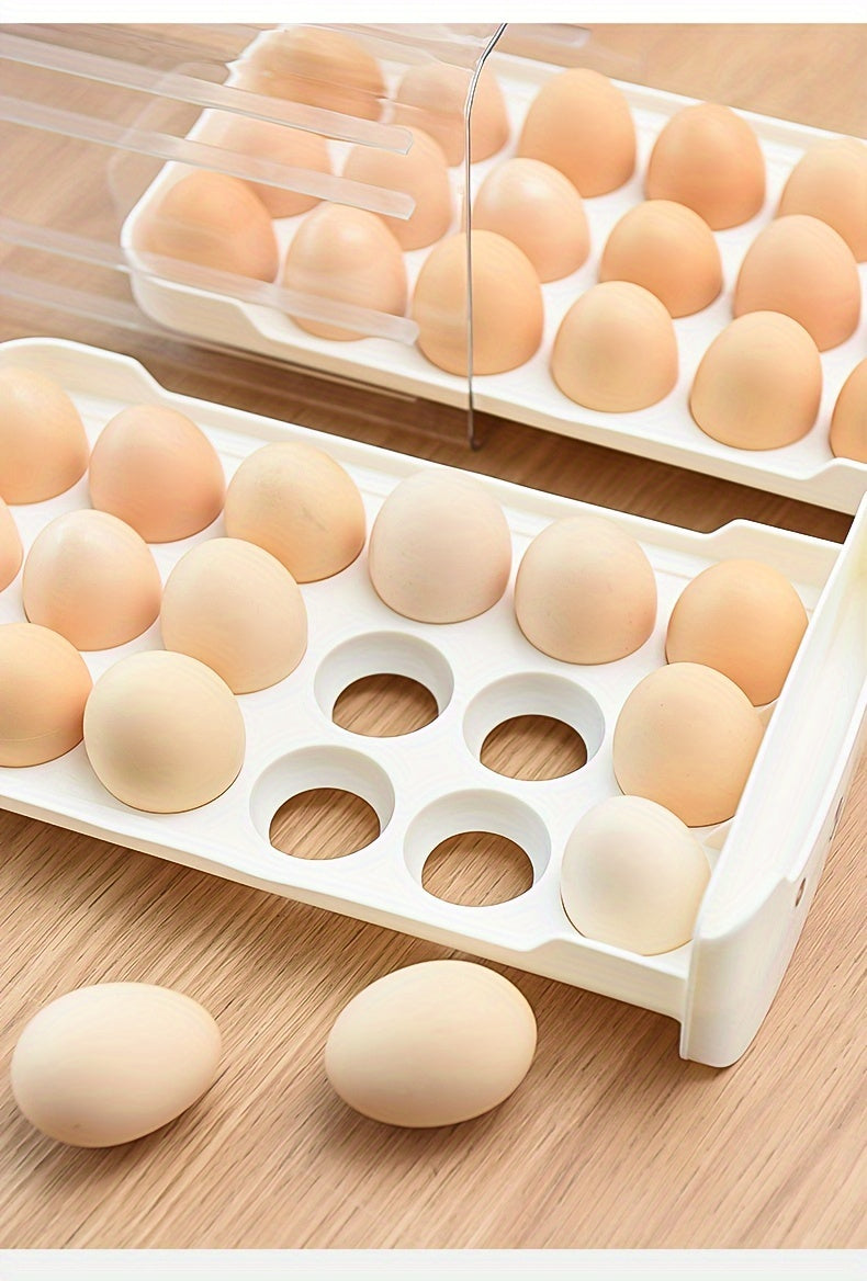 Transparent 1pc 18/36 Slot Drawers Egg Holder - Stackable Plastic Organizer with Cute Cat Design, Ideal for Kitchen Storage, Kitchen Storage Solution|Playful Design|Stackable Organizer, Egg Holder Organizer, Kitchen Drawer Or