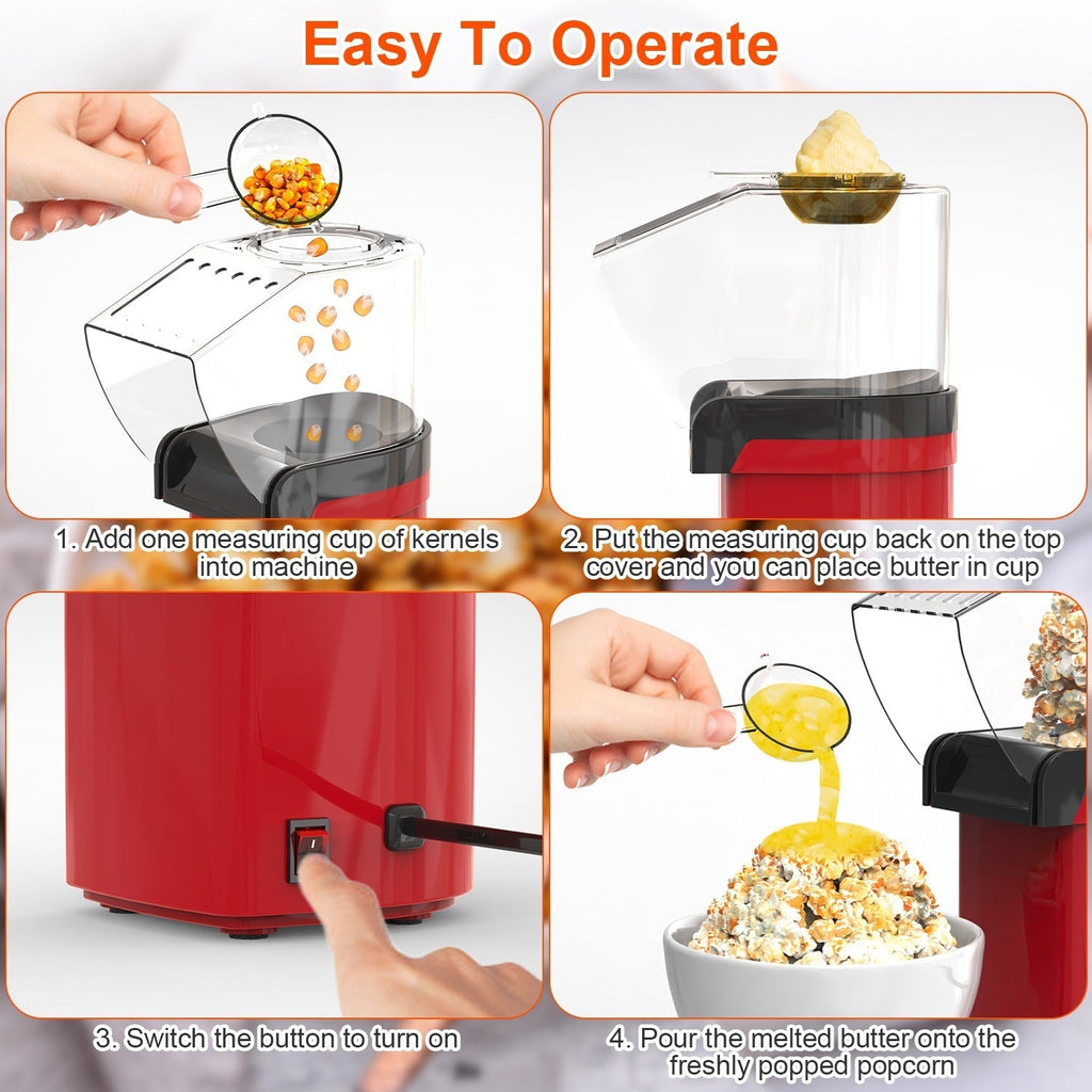 🍿 Electric Hot Air Popcorn Popper – 1200W Oil-Free Popcorn Maker