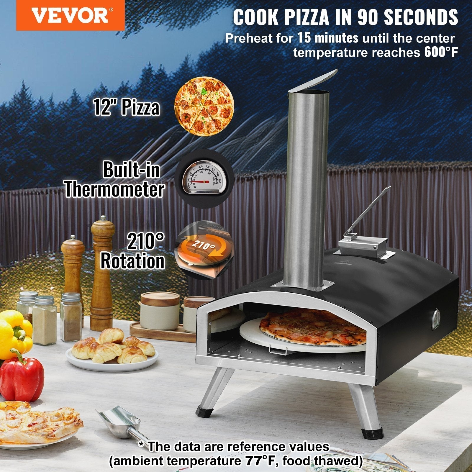 12″ Portable Outdoor Wood-Pellet Pizza Oven