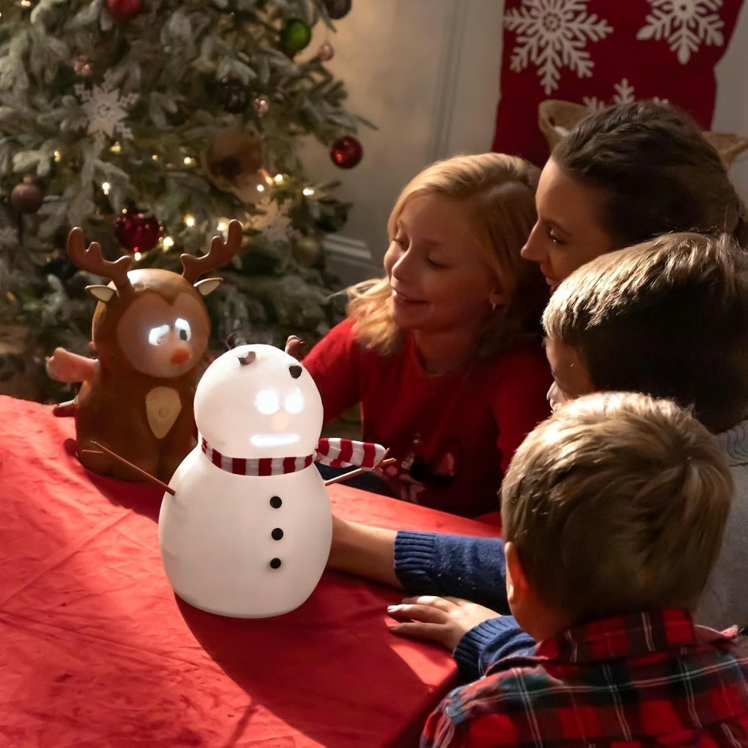 ⛄ Talking Animated Snowman – Light-Up Eyes & Playful Voice Décor