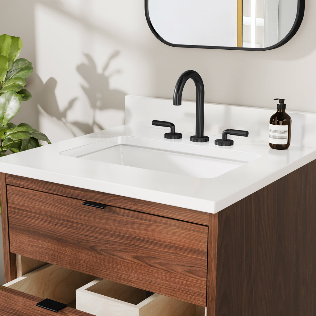 Rowan 24" Black Walnut Vanity with Quartz Countertop