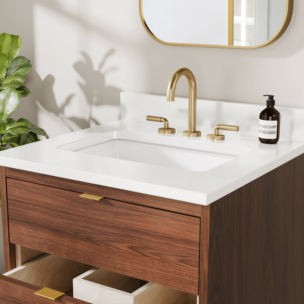 Rowan 24" Black Walnut Vanity with Quartz Countertop