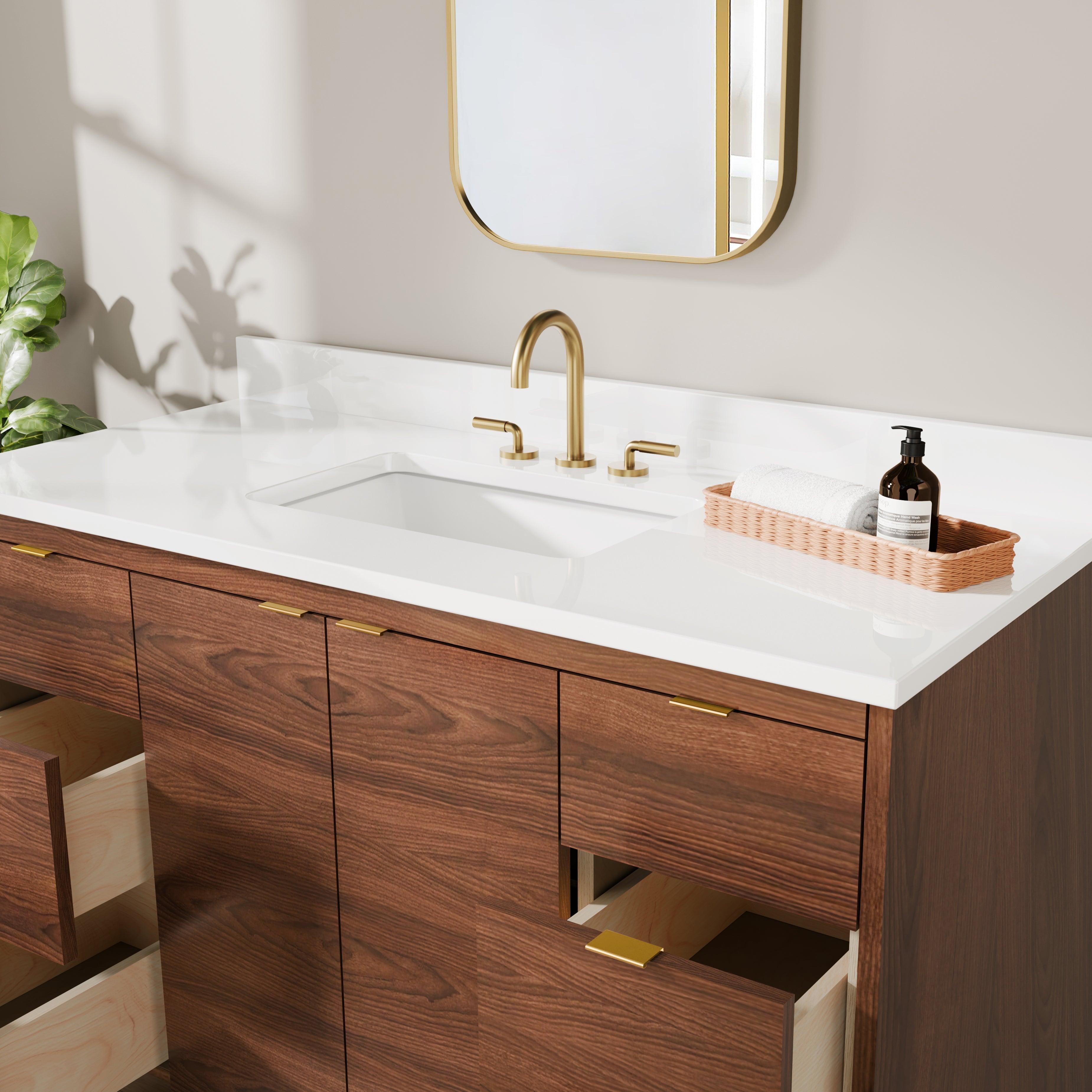 Rowan 48" Black Walnut Vanity with Quartz Countertop