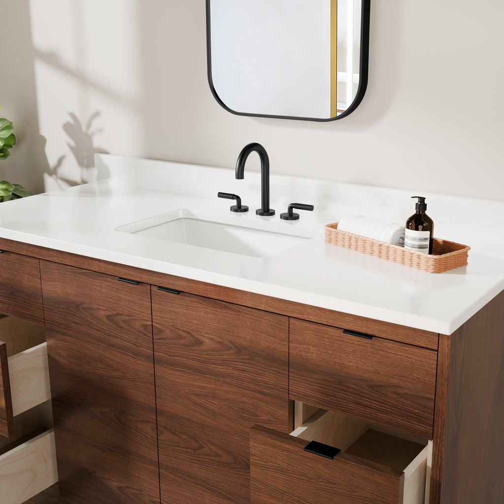 Rowan 54" Black Walnut Vanity with Quartz Countertop