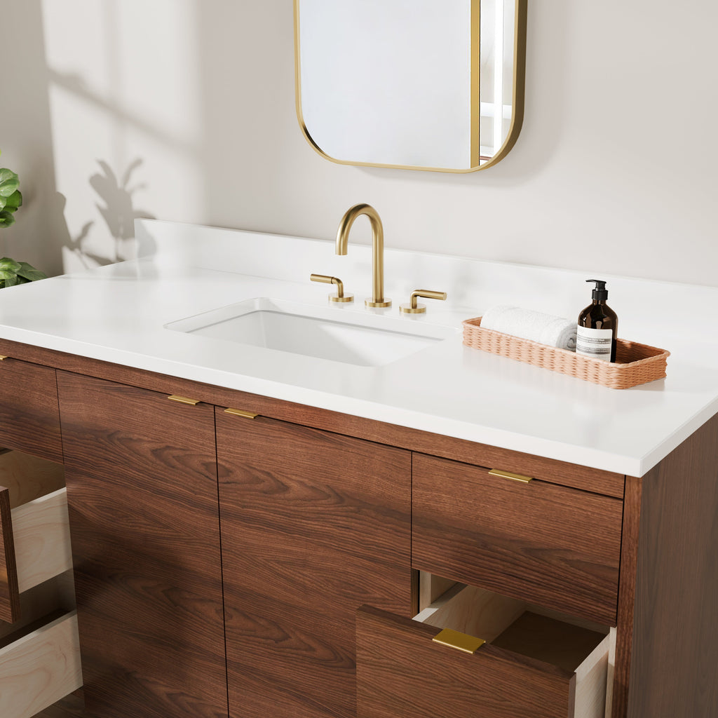 Rowan 54" Black Walnut Vanity with Quartz Countertop