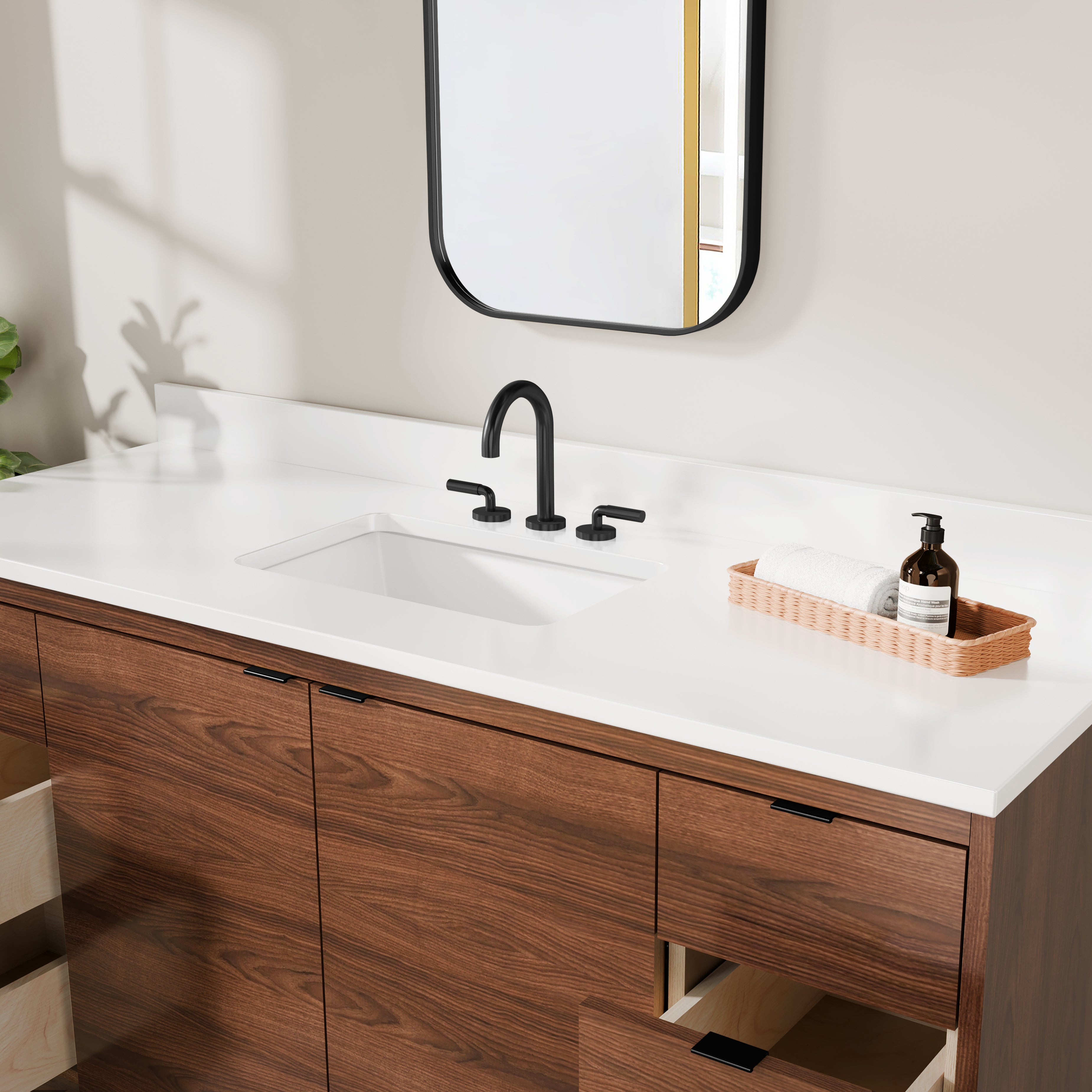 Rowan 60" Single Sink Black Walnut Vanity with Quartz Countertop