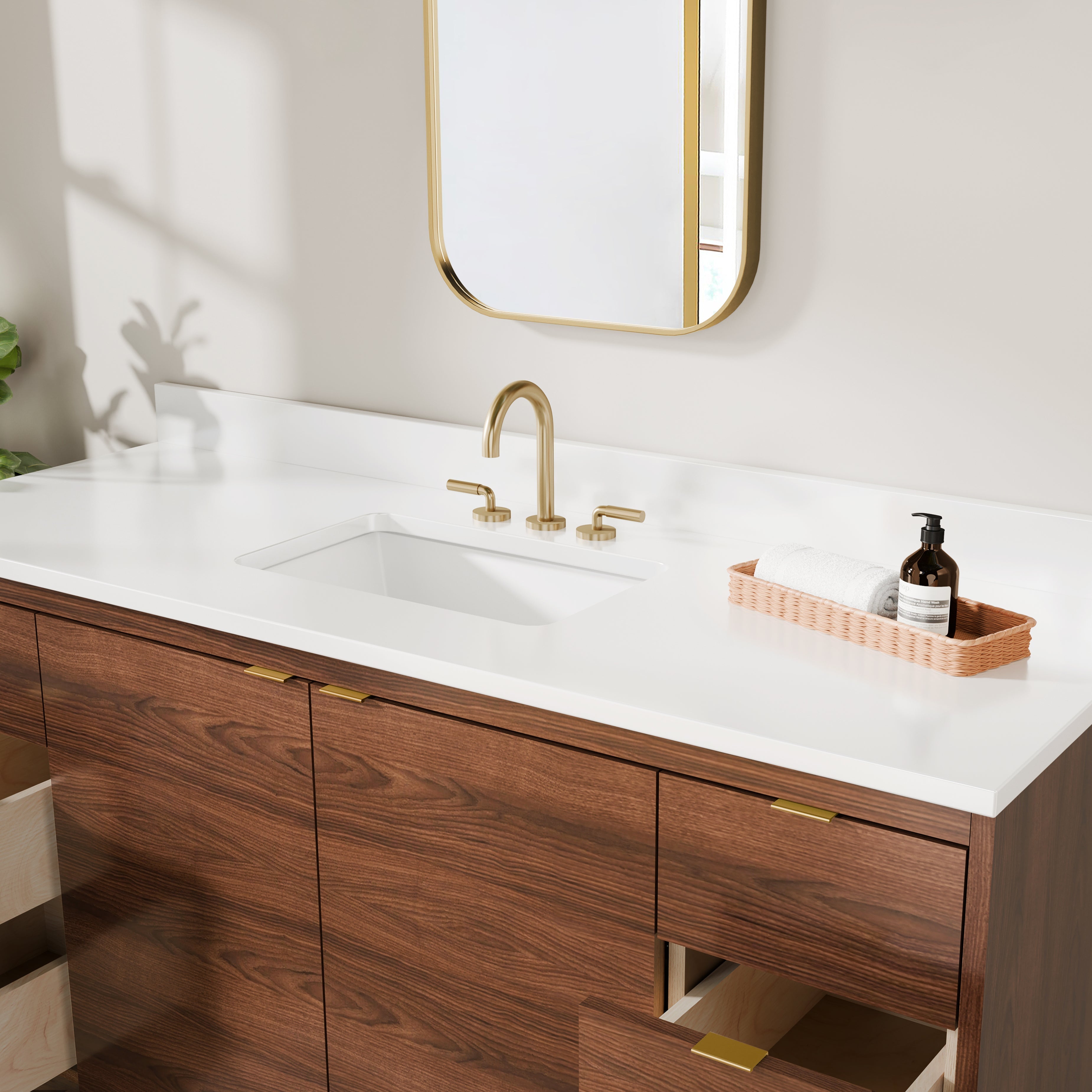 Rowan 60" Single Sink Black Walnut Vanity with Quartz Countertop