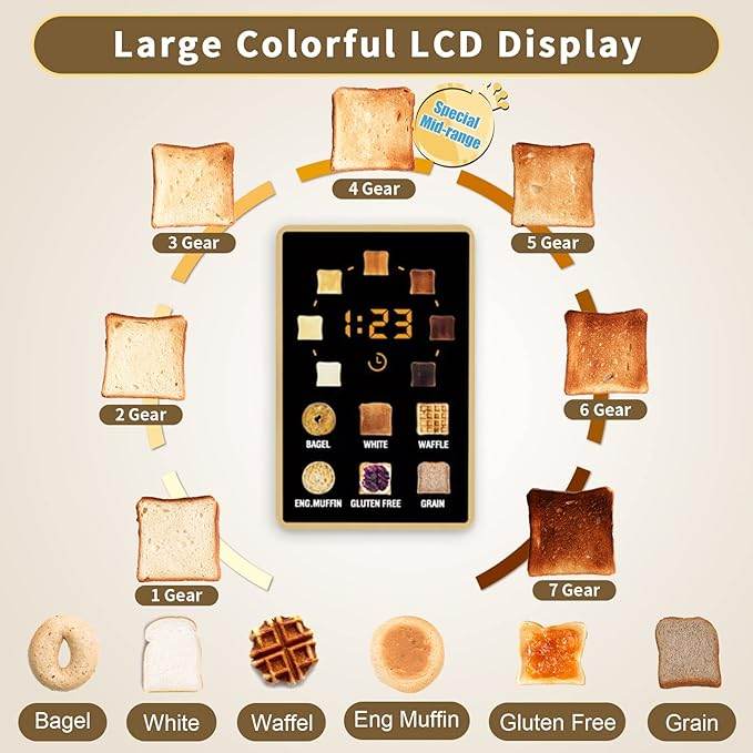2-Slice Smart Toaster with LCD Display