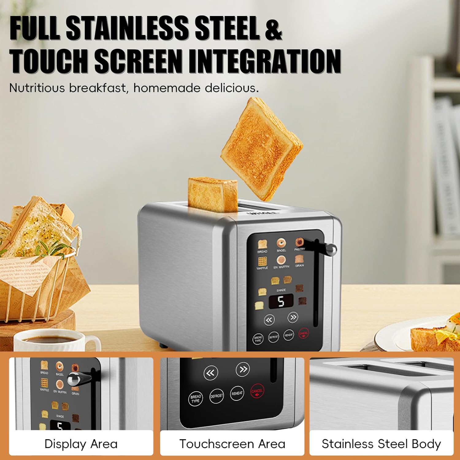 Smart 2-Slice Toaster with Digital Display