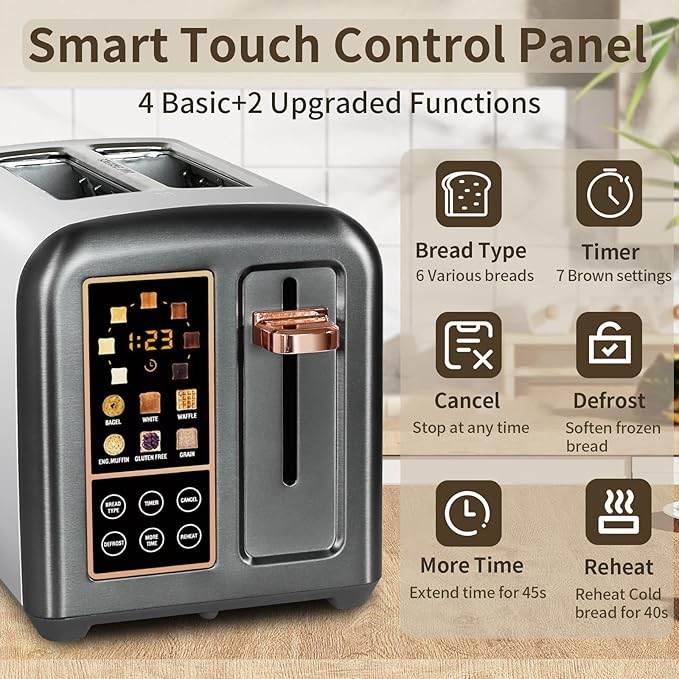 2-Slice Smart Toaster with LCD Display
