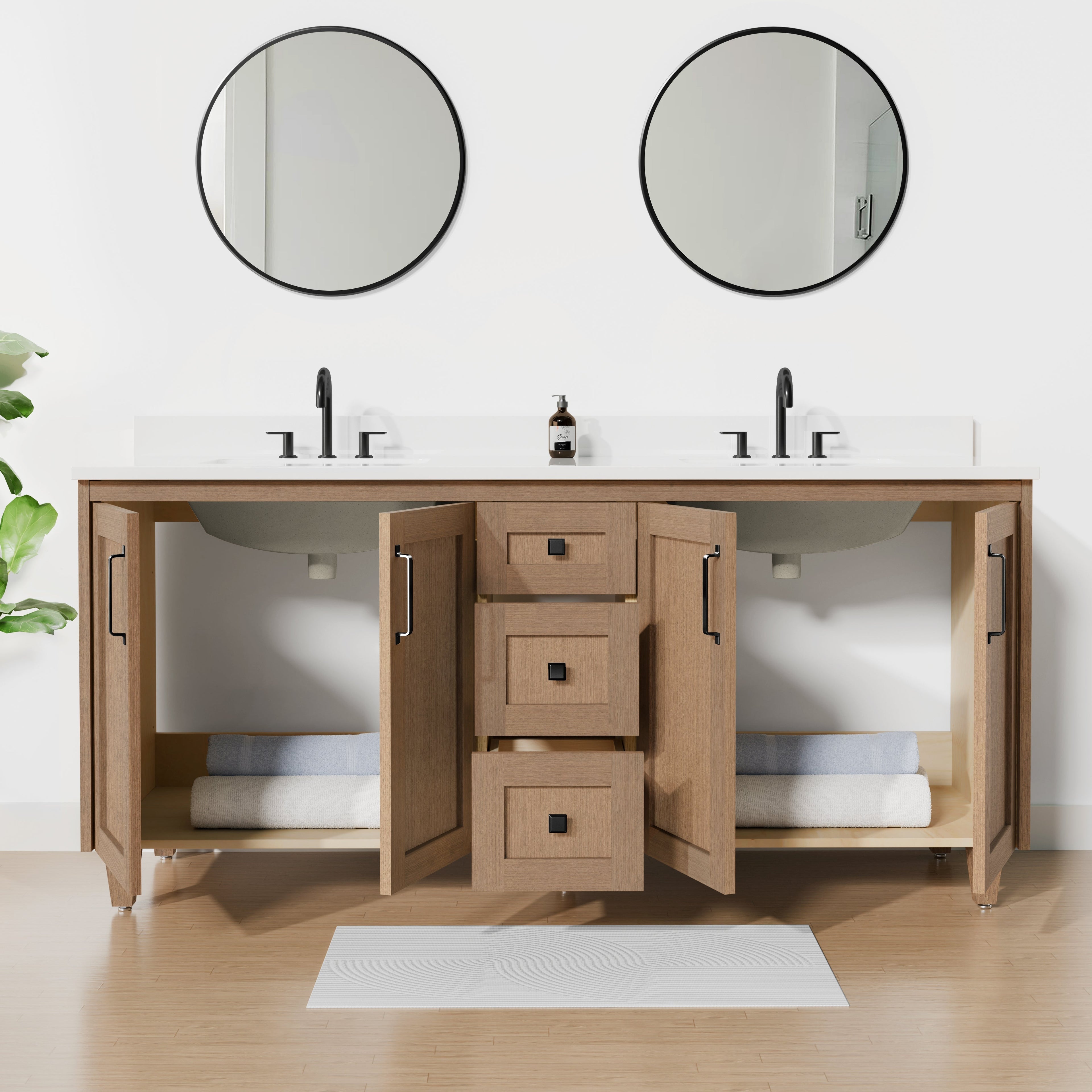 Arlo 72" Solid-Wood Double Sink Vanity with Quartz Countertop