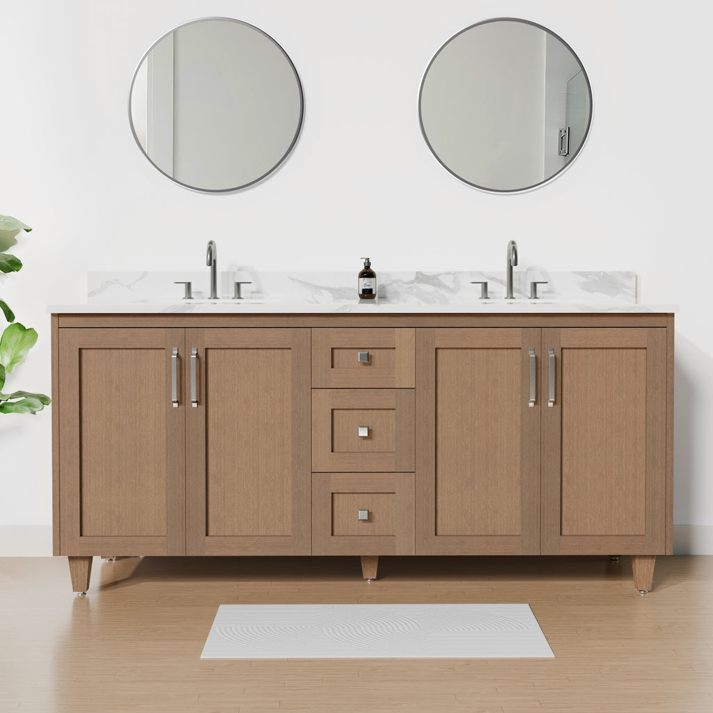 Arlo 72" Solid-Wood Double Sink Vanity with Quartz Countertop