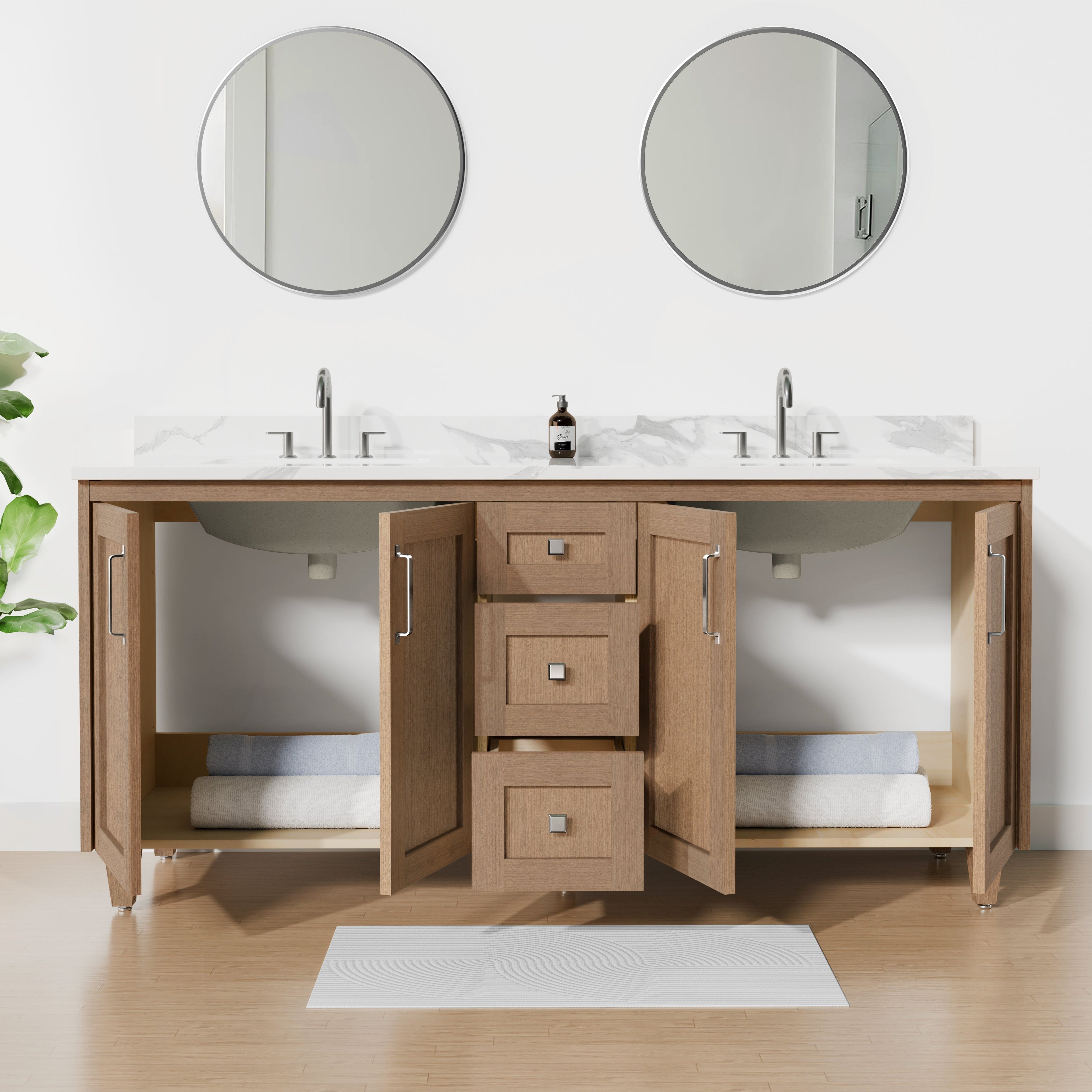 Arlo 72" Solid-Wood Double Sink Vanity with Quartz Countertop