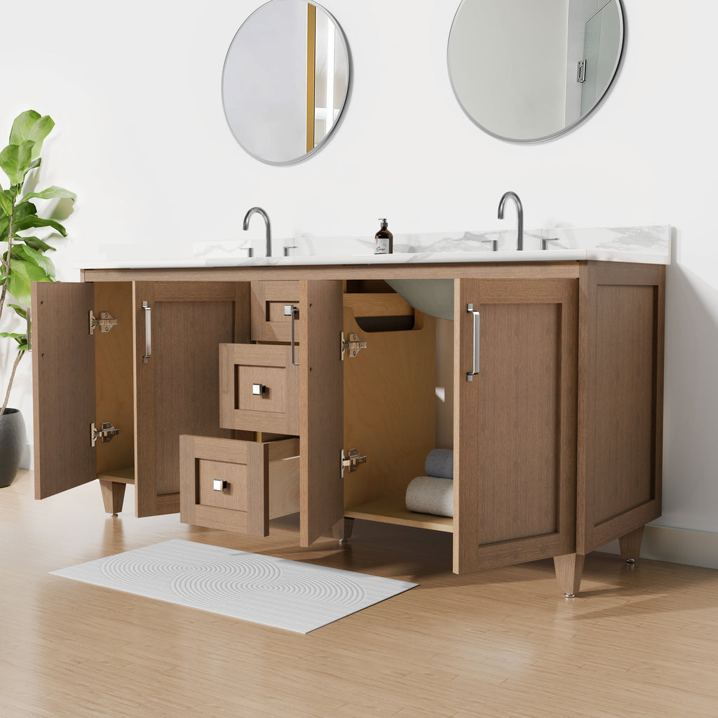 Arlo 72" Solid-Wood Double Sink Vanity with Quartz Countertop