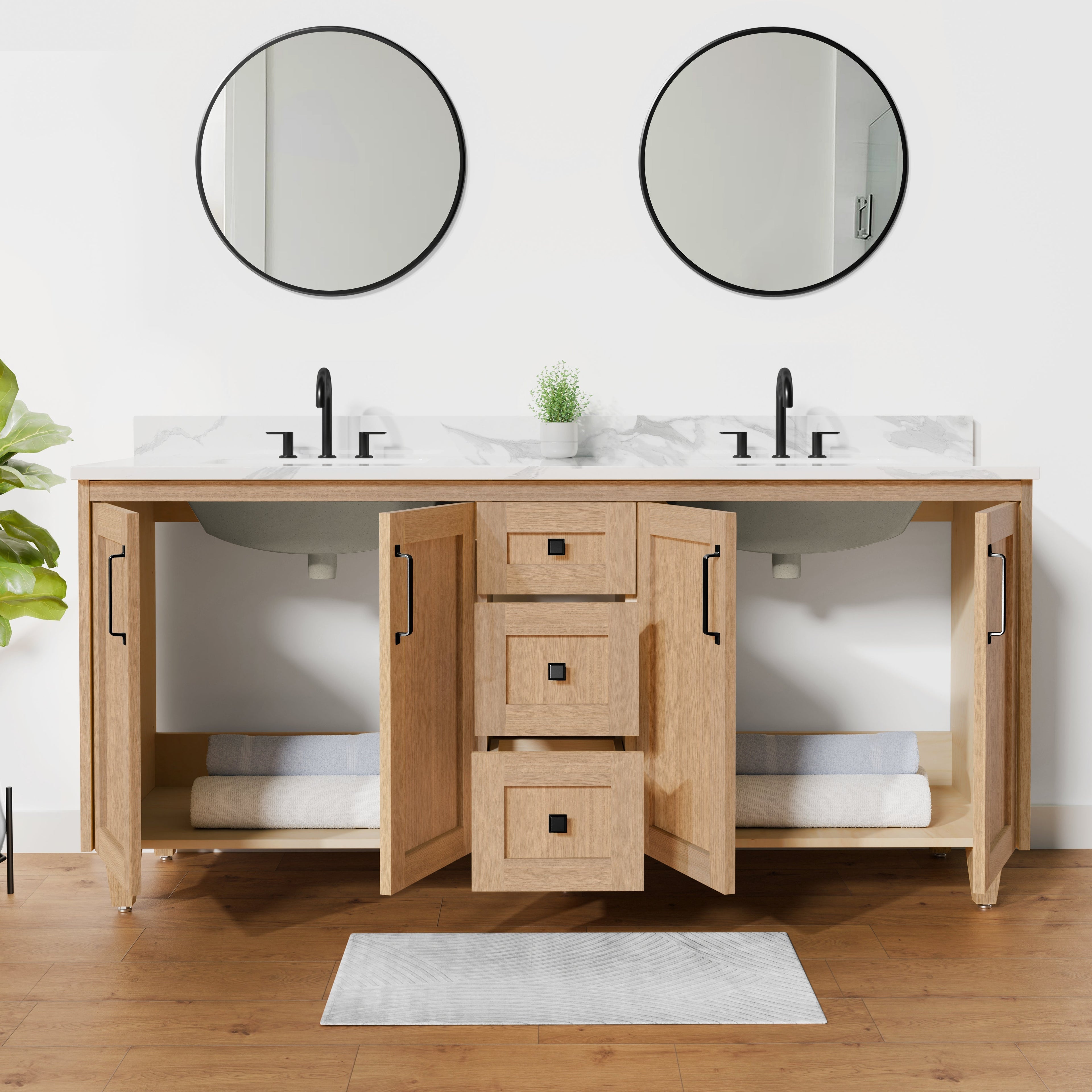 Arlo 72" Solid-Wood Double Sink Vanity with Quartz Countertop