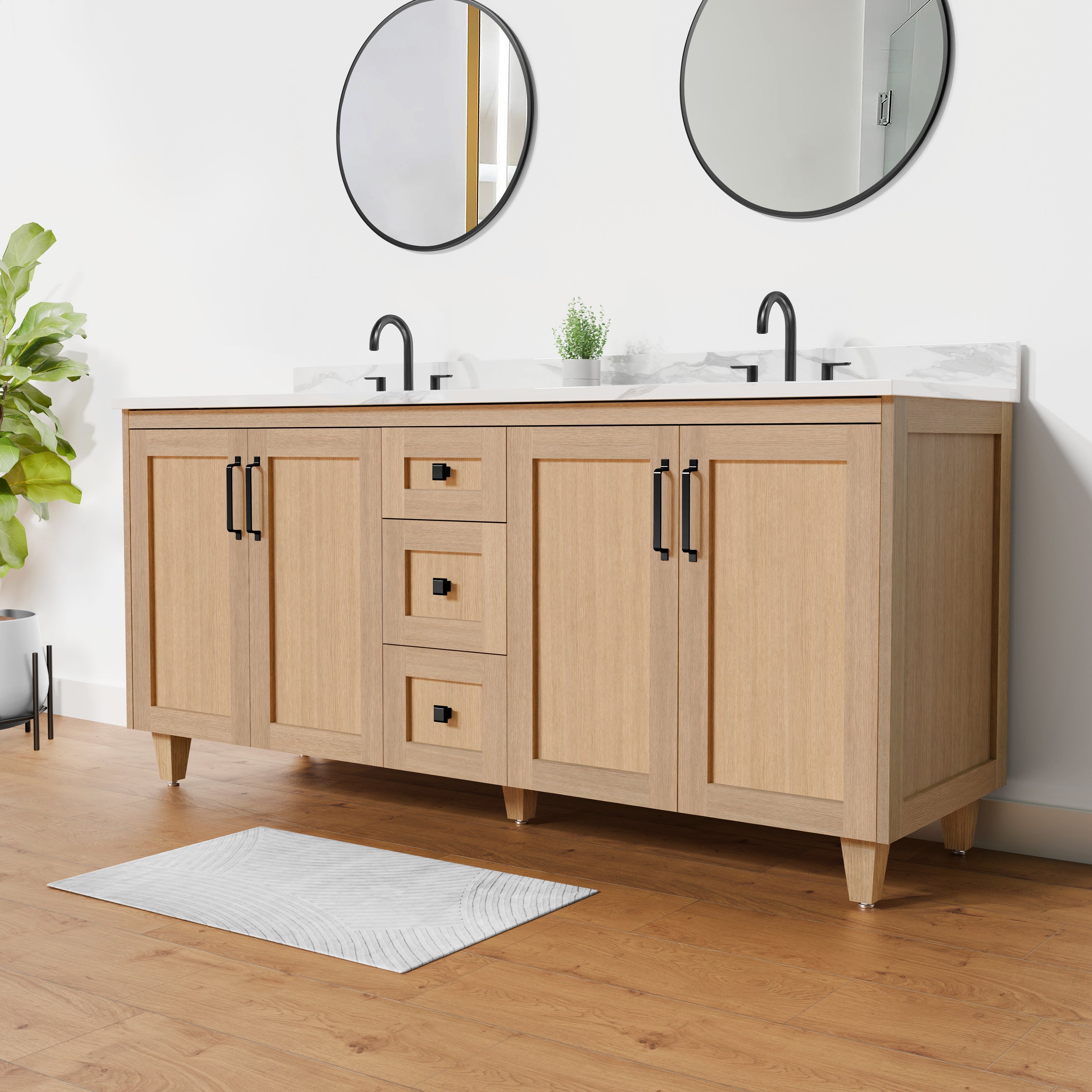 Arlo 72" Solid-Wood Double Sink Vanity with Quartz Countertop
