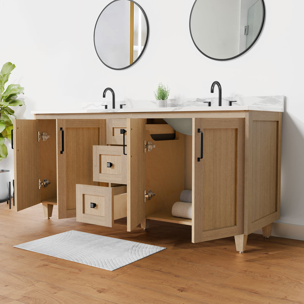 Arlo 72" Solid-Wood Double Sink Vanity with Quartz Countertop