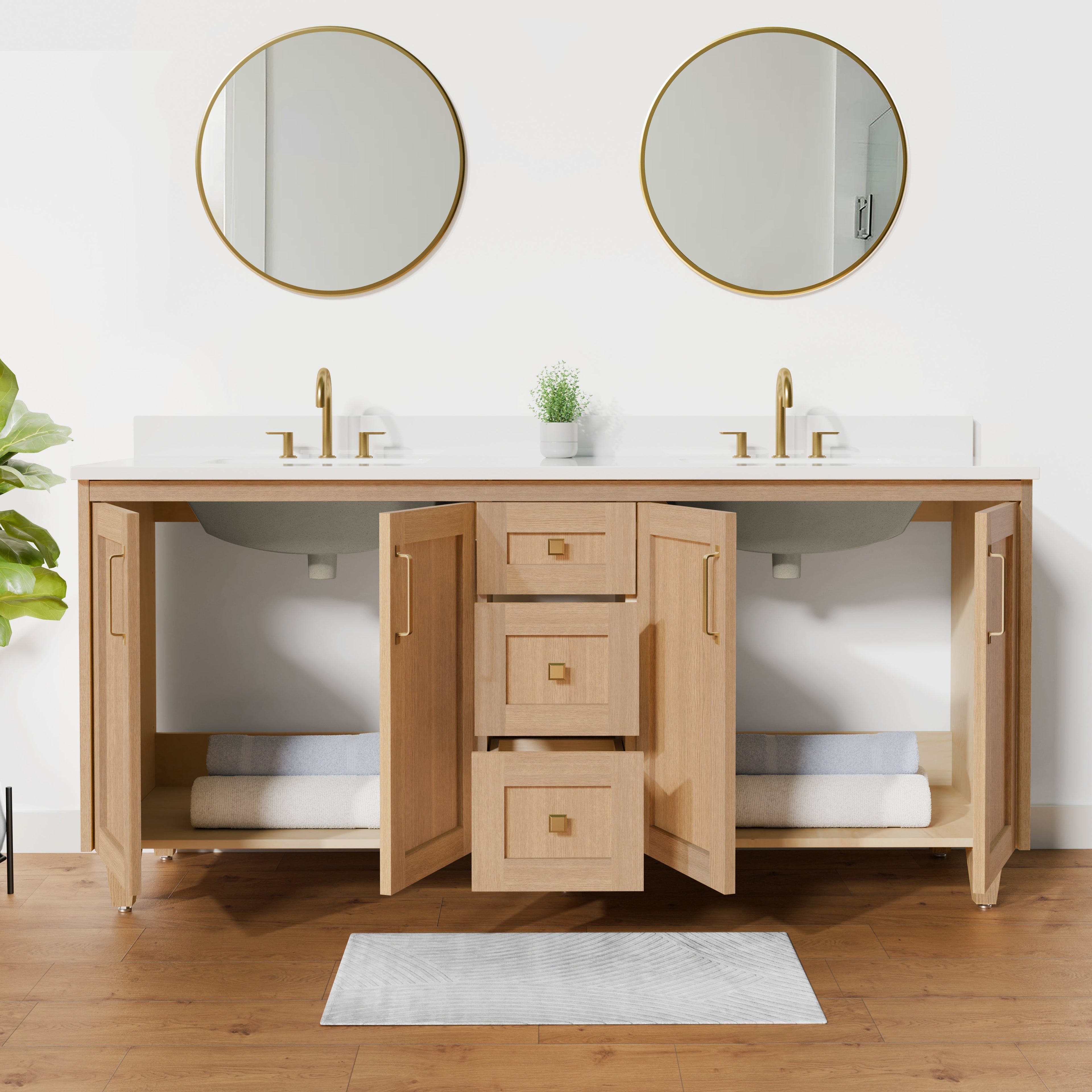 Arlo 72" Solid-Wood Double Sink Vanity with Quartz Countertop