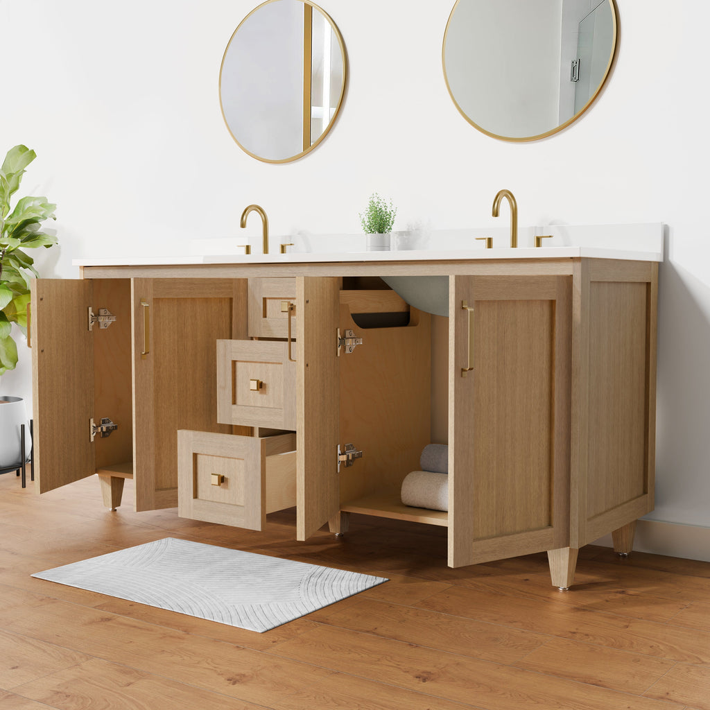 Arlo 72" Solid-Wood Double Sink Vanity with Quartz Countertop