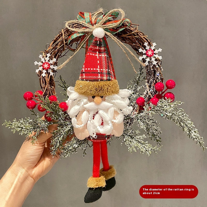 🎅 Christmas Vine Ring – Snowman & Elk Holiday Wreath Decoration