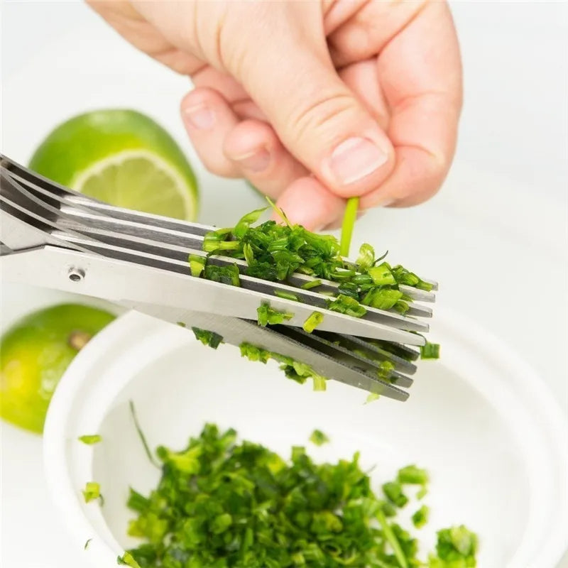Multi-Layer Herb & Green Onion Scissors – Stainless Steel, 3 or 5 Blade Layers