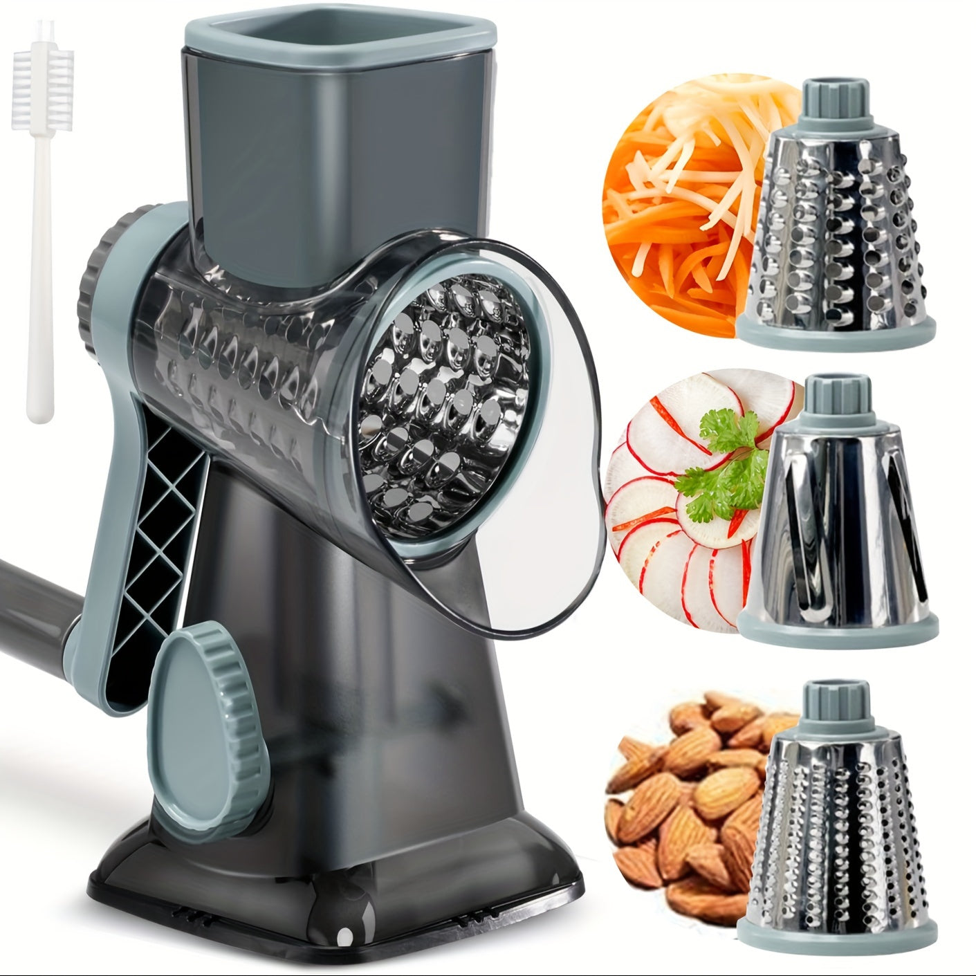 3-Blade Manual Cheese Grater - Effortless Slicing for Cheese, Vegetables, Nuts, and More with Interchangeable Blades - A Must-Have Kitchen Essential for Home Cooks and Foodies
