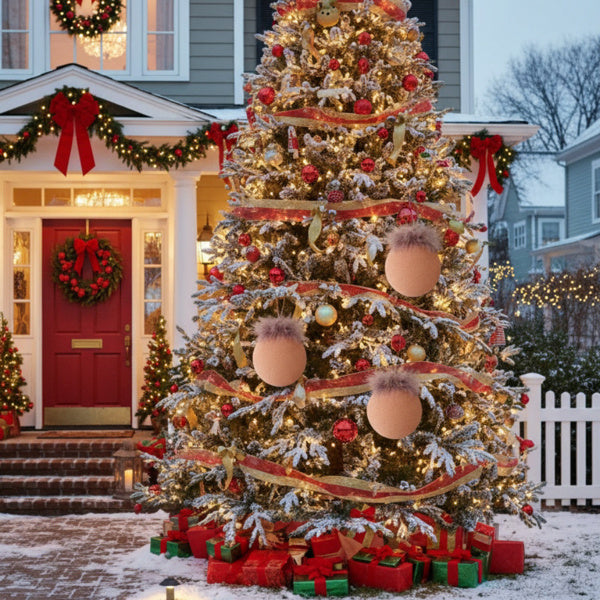🎄 4PCS Christmas Ball Ornaments – Shiny Glass Hanging Tree Décor Set