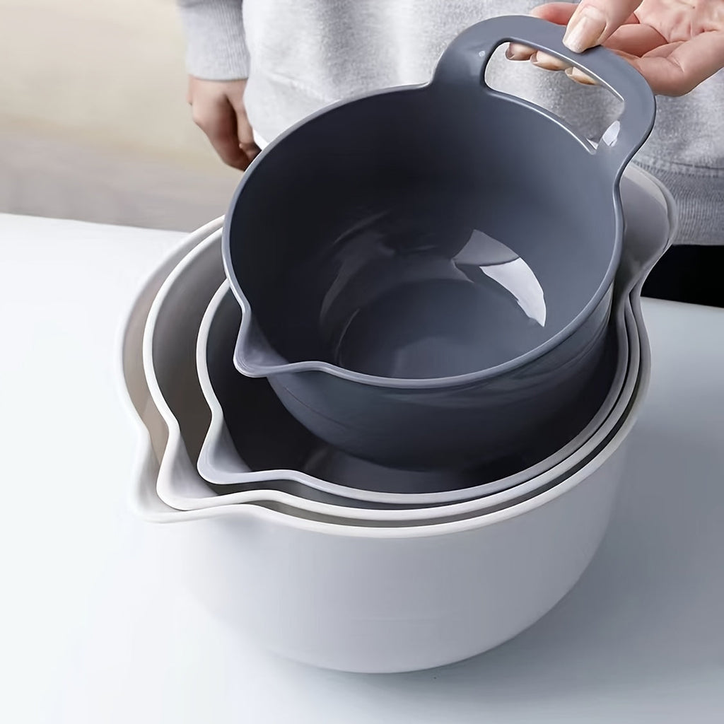 4pcs, Mixing Bowls, Nesting Plastic Mixing Bowl Set With Pour Spouts And Handles, Home Kitchen Accessories