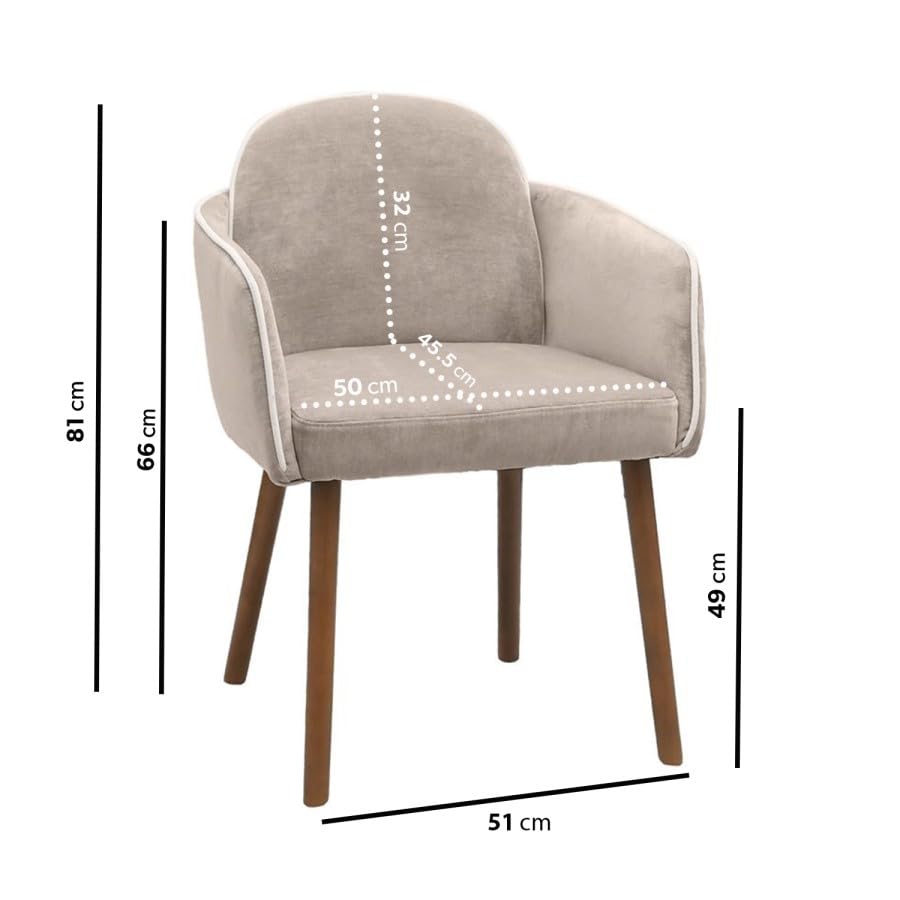 Beige Boucle Dining Chair Set of 2 – Armrest Dining Chairs – Upholstered Accent Chair – Modern Wooden Leg Dining Room Chairs