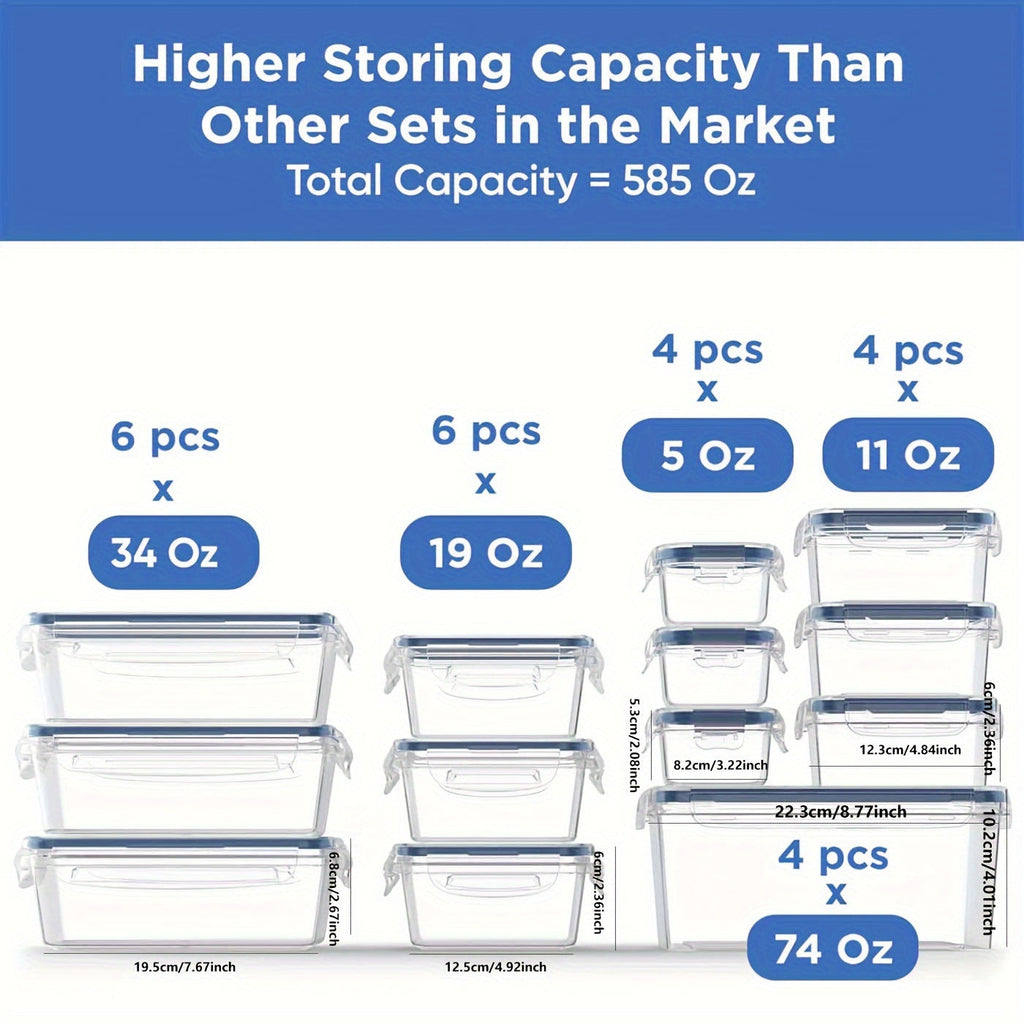 48pcs, Food Container, Plastic Food Storage Containers With Lids, BPA Free, Stackable, Different Sizes Set For Kitchen Organizing, Pantry Storage And Meal Prep