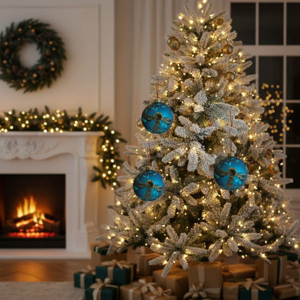 🎄 4PCS Christmas Glass Ball Ornaments – Shiny Hanging Tree Décor Set