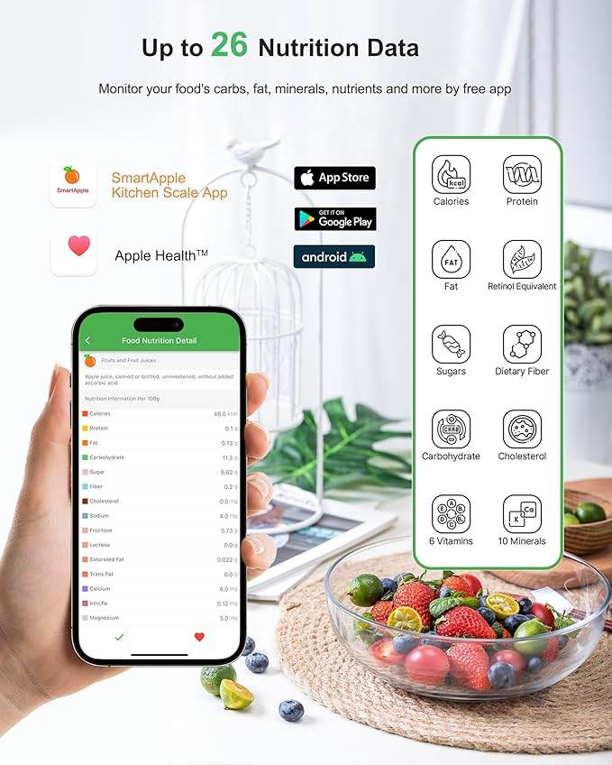 Smart Nutrition Food Scale with Bluetooth app