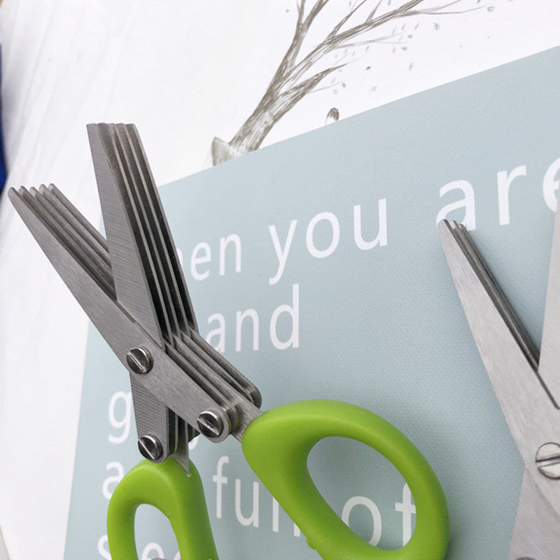 Multi-Layer Herb & Green Onion Scissors – Stainless Steel, 3 or 5 Blade Layers