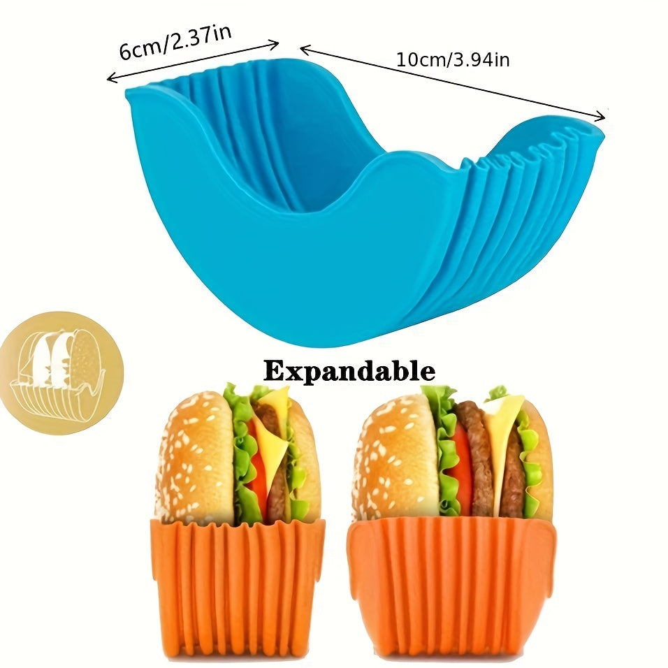 [Expandable Silicone Rack] 1pc/4pcs Reusable Expandable Silicone Hamburger Rack - Hamburger Tool Rack, Storage Rack, Kitchen Storage Box