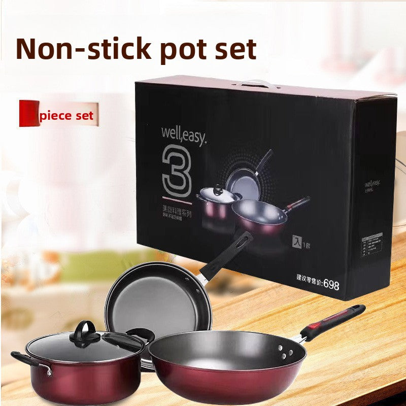 Non-Stick Cookware Set ? Multi-Purpose Fine Iron Pots & Frying Pan with Gift Packaging