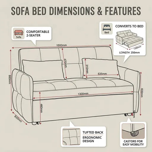 Chelsea Sofa Bed – Modern Pull-Out Sofa Bed with Comfortable Sleeping Space | Best Price in the UK