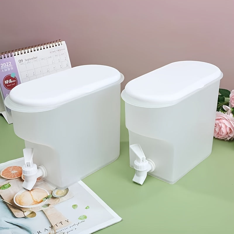 1pc, Refrigerator Cold Kettle, Summer Cooling Large Capacity Fruit Tea Kettle, Household High Temperature Resistant Drink Bucket, With Faucet Ice Water Juice Bucket, Kitchen Supplies, Bar Supplies