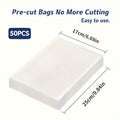 50-Pack Vacuum Sealer Bags, Reusable Food Storage Pouches, No Electricity Needed, Freshness Preservation for Kitchen, Compatible with Vacuum Sealer Machine Accessories