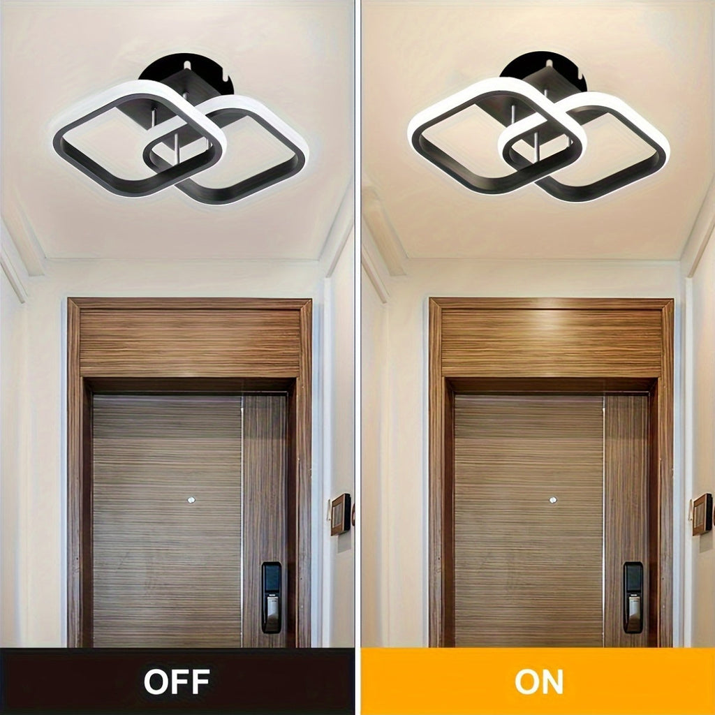 Modern LED Ceiling Light Fixture, Metal Flush Mount Chandelier, with Acrylonitrile Butadiene Styrene Shade, for Bedroom, Bathroom, Kitchen, Balcony, Hallway, Stairs with Wide Voltage Range 110V-240V, Hardwired, Switch Control