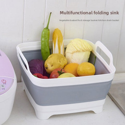 Foldable Kitchen Washing & Draining Basket ? Portable Fruit, Vegetable & Dish Colander