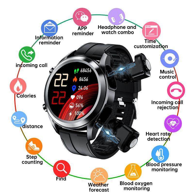 Headset Sports Bracelet 2-In-1 Heart Rate Monitoring Smart Watch