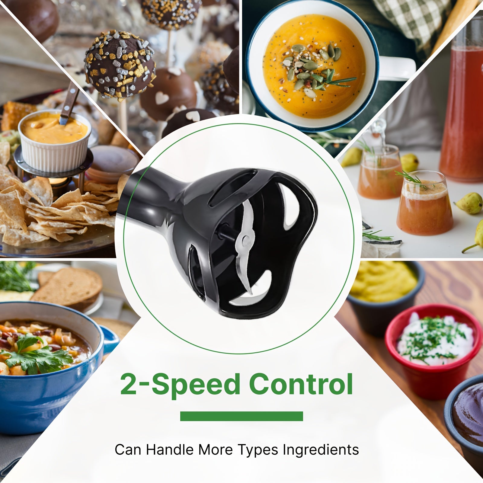 [Handheld Immersion Blender] WANVOAPLS 2-Speed Handheld Immersion Blender - Detachable Shaft for Easy Cleaning - Hanging Loop for Storage - Electric Hand Mixer for Soup, Smoothies, Sauces, Baby Food, Milkshakes, Puree - Compa