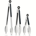 [Stainless Steel Locking Tongs] 3pcs Heavy Duty Stainless Steel Locking Tong Set with Long Handle & Non-Slip Silicone Grip - Heat-Resistant up to 480°F, Ergonomic Design for Cooking, Baking, Grilling - Durable Kitchen Utensi