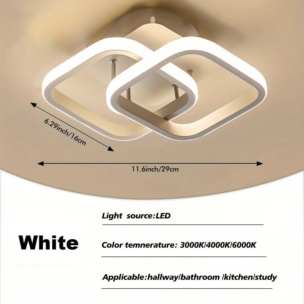 Modern LED Ceiling Light Fixture, Metal Flush Mount Chandelier, with Acrylonitrile Butadiene Styrene Shade, for Bedroom, Bathroom, Kitchen, Balcony, Hallway, Stairs with Wide Voltage Range 110V-240V, Hardwired, Switch Control