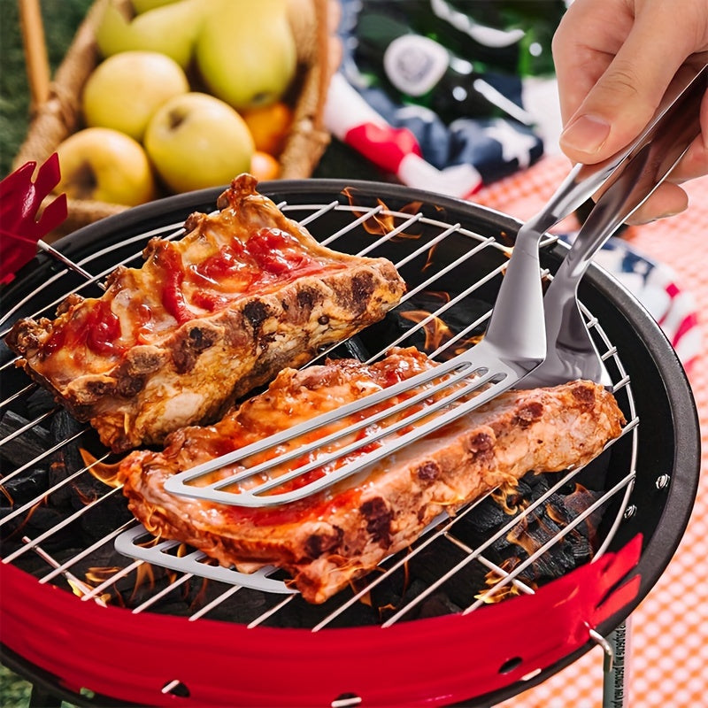 Stainless Steel Multifunctional 1pc Serving Tongs - Effortless Food Prep and Presentation for Buffet, Fish Frying, Bread, Steak, Salad, and Dessert - Kitchen Tools